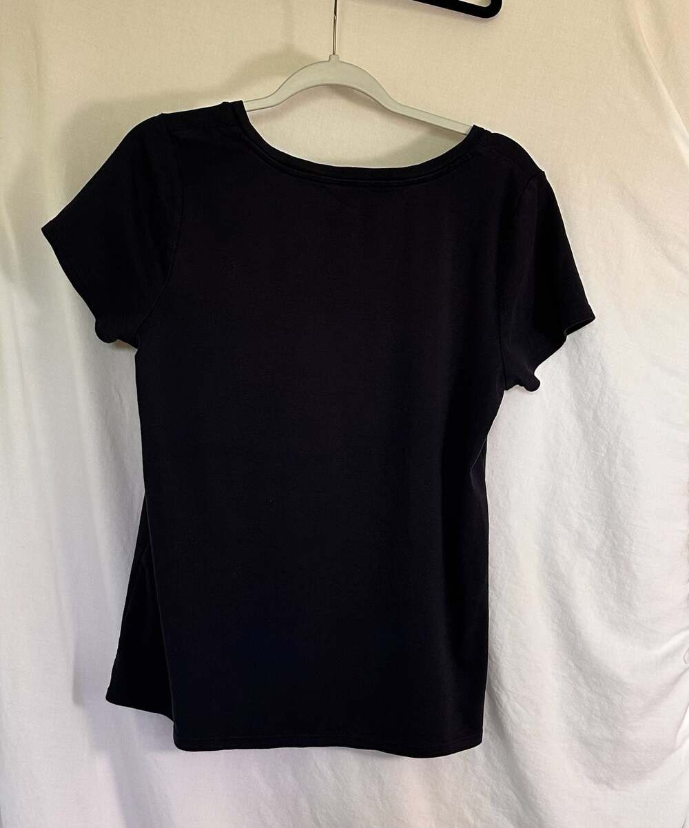 J.Jill Pima Cotton Scoop-Neck Short Sleeve Tee Navy - Picture 3 of 3